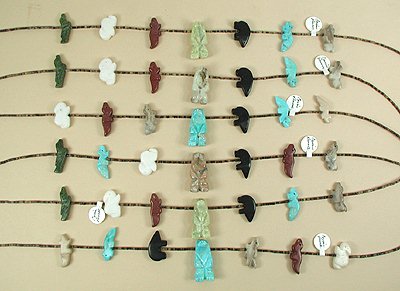 Navajo Animal Fetish Necklace with Thunderbird Drop