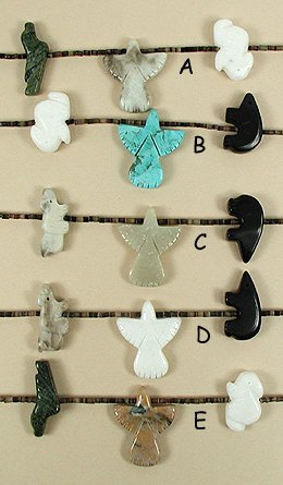 Navajo 9-Animal Fetish Necklace with Thunderbird Drop
