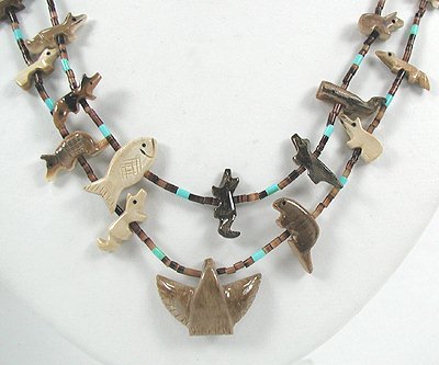 Navajo Heishi Fetish Necklace by Hector Goodluck