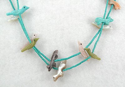 Zuni Heishi Fetish Necklace by Zunie Kallwah