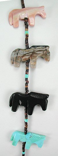 Navajo Heishi Horse Fetish Choker Necklace and Earrings