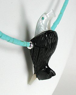 Navajo Heishi Six Directioins Animal Fetish Carving Necklace and Earings Set