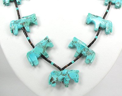 Navajo Heishi Horse Fetish Choker Necklace and Earrings