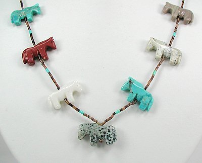 Navajo Heishi Horse Fetish Necklace