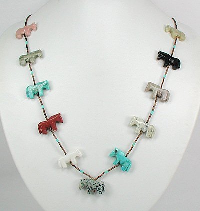 Navajo Heishi Horse Fetish Necklace