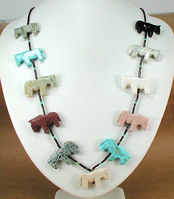 Navajo Heishi Horse Fetish Choker Necklace and Earrings