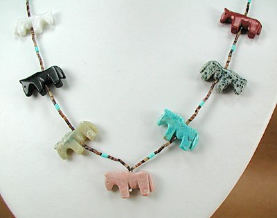 Navajo Heishi Horse Fetish Necklace