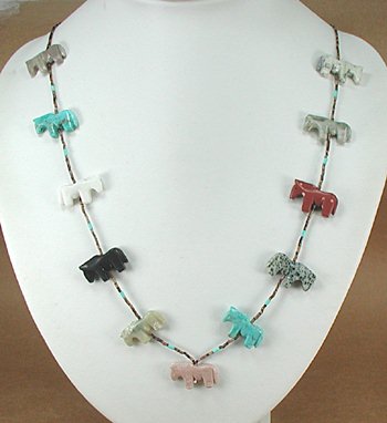 Navajo Heishi Horse Fetish Necklace