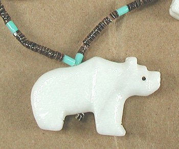 Navajo Heishi Ivory Horse Fetish Choker Necklace and Earrings by Hector Goodluck