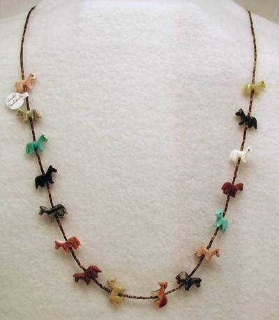 Zuni Heishi Horse Fetish Choker Necklace