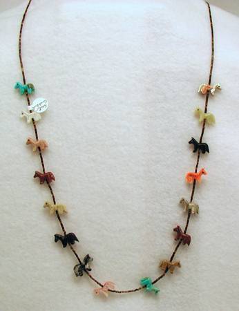 Zuni Heishi Horse Fetish Choker Necklace