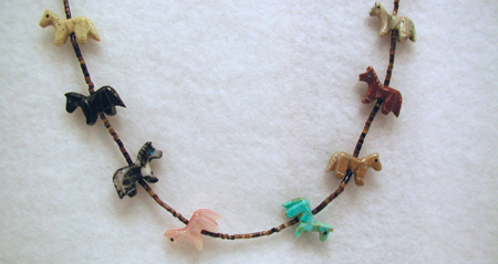 Zuni Heishi Horse Fetish Choker Necklace