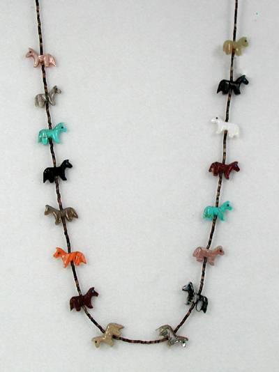 Zuni Heishi Horse Fetish Choker Necklace