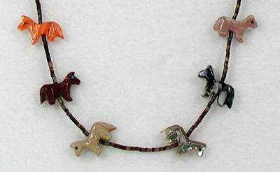 Zuni Heishi Horse Fetish Choker Necklace