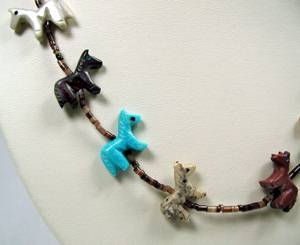 Zuni Heishi Horse Fetish Choker Necklace