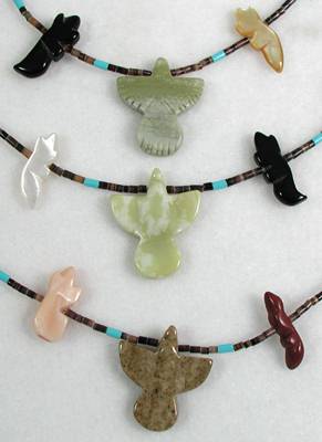 Navajo 9-Animal Fetish Necklace with Thunderbird Drop