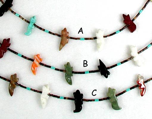 Navajo 9-Animal Fetish Necklace with Thunderbird Drop
