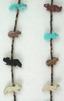 Navajo 9-Animal Fetish Necklace with Thunderbird Drop
