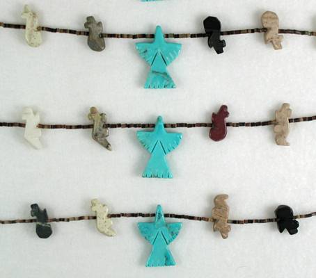 Navajo 9-Animal Fetish Necklace with Thunderbird Drop