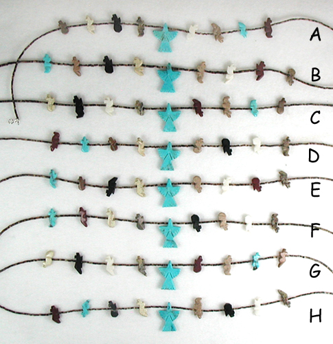Navajo 9-Animal Fetish Necklace with Thunderbird Drop