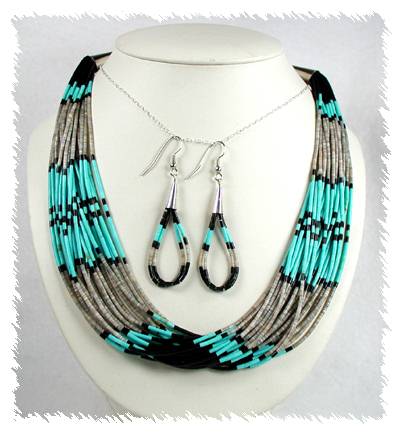 Santo Domingo Heishi  Necklace and Earrings