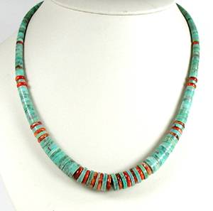 Navajo Turquoise and Spiny Oyster Choker