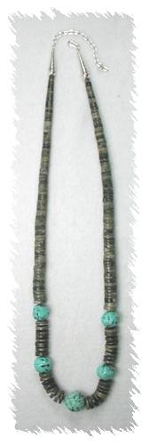 Santo Domingo Serpentine and Turquoise Gumball Necklace