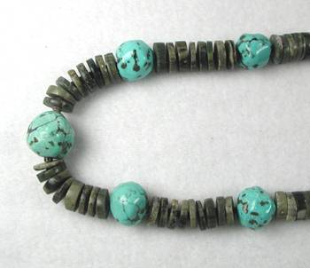 Santo Domingo Serpentine and Turquoise Gumball Necklace