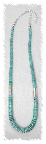 Santo Domingo Silver Barrel and Turquoise Necklace