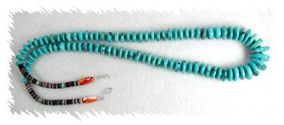 Navajo Heishi  and Spiny Oyster nugget Necklace