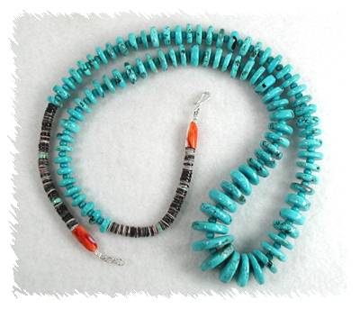 Navajo Heishi  and Spiny Oyster nugget Necklace