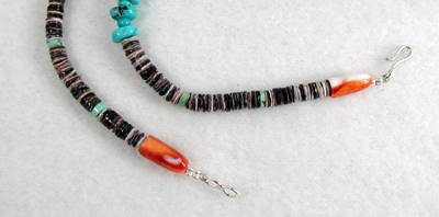 Navajo Heishi  and Spiny Oyster nugget Necklace