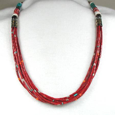 Tommy Singer Navajo Bamboo Coral Necklace