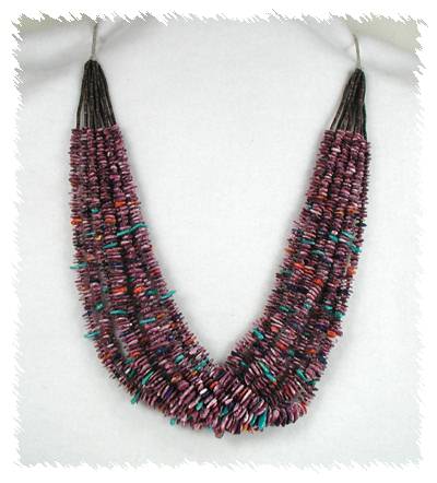 Santo Domingo Heishi  and Spiny Oyster nugget Necklace