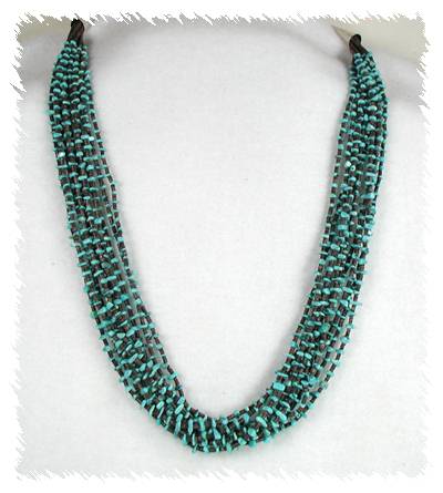 Native American 10-strand Turquoise Heishi Necklace