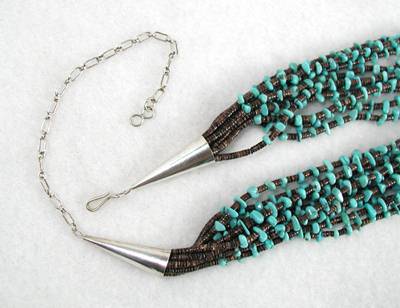 Native American 10-strand Turquoise Heishi Necklace