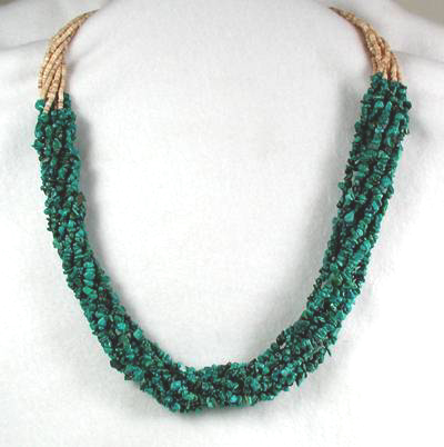 Native American 10-strand Turquoise Heishi Necklace