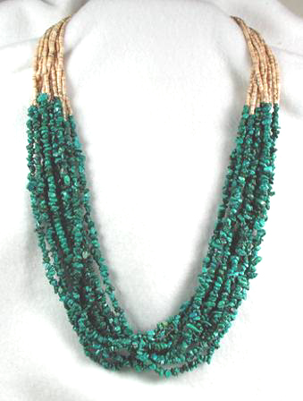 Native American 10-strand Turquoise Heishi Necklace