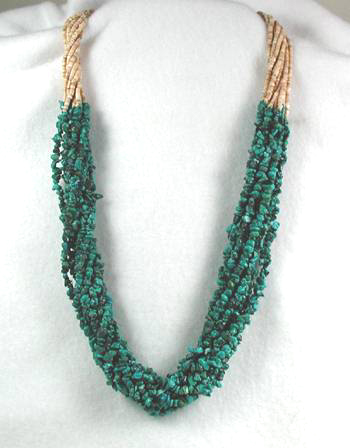 Native American 10-strand Turquoise Heishi Necklace