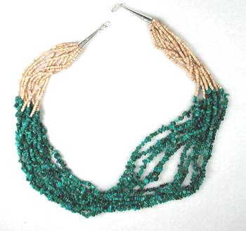 Native American 10-strand Turquoise Heishi Necklace