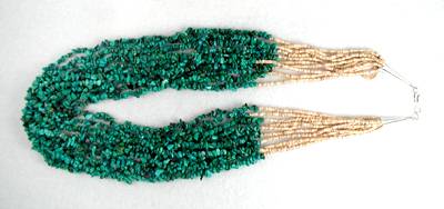 Native American 10-strand Turquoise Heishi Necklace