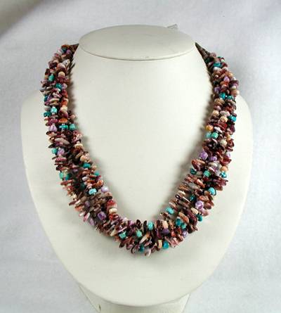 Santo Domingo Heishi  and Spiny Oyster nugget Necklace