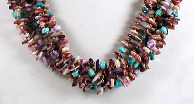 Santo Domingo Heishi  and Spiny Oyster nugget Necklace