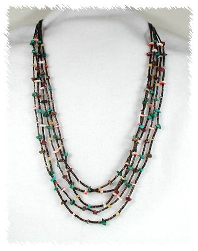 Navajo Chicklet Nugget  Heishi Necklace