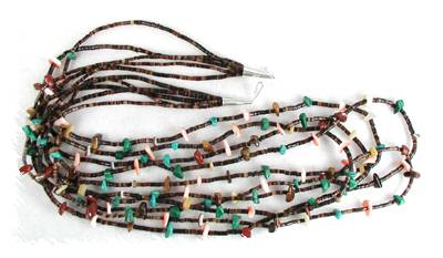 Navajo Chicklet Nugget  Heishi Necklace