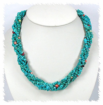Navajo Turquoise Nugget Rope Necklace
