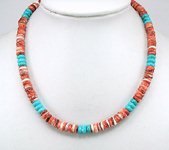 Navajo Spiny Oyster and Turquoise necklace