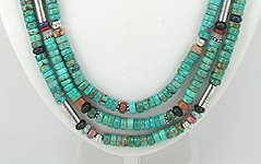 Navajo Tommy Singer Gemstone  3-strand necklace