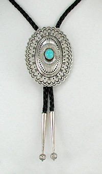 Navajo inlay concha bolo tie