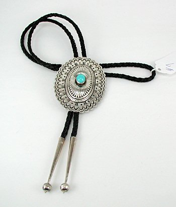 Navajo inlay concha bolo tie